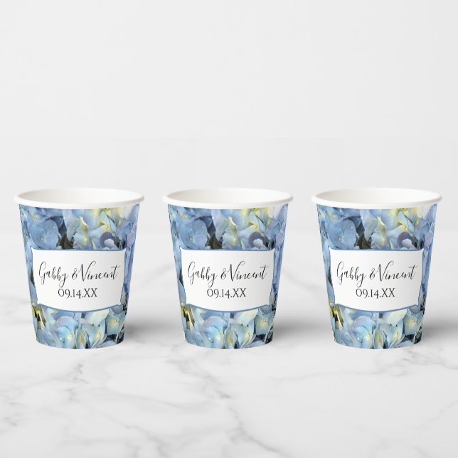 Blue Hydrangea Blume Hochzeitspapierkästen Pappbecher (Multi)