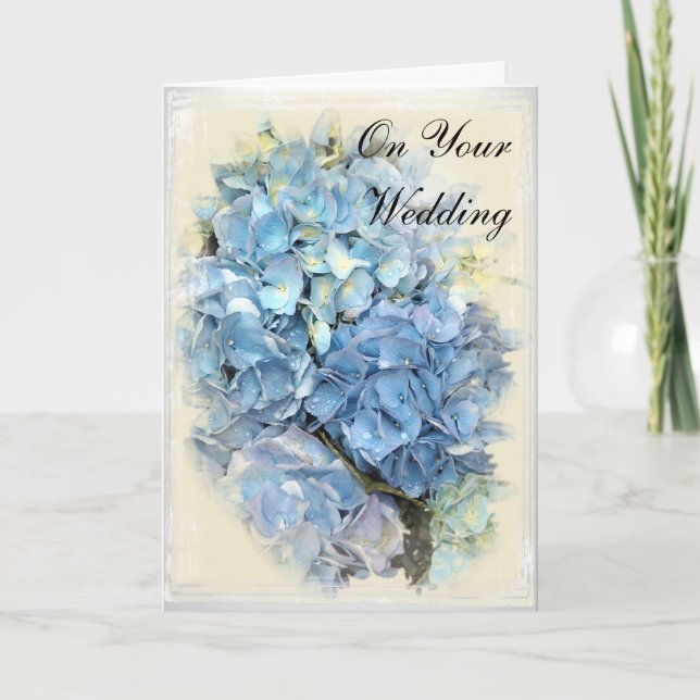 Blue Hydrangea Blume Hochzeitstag Karte (Vorderseite)