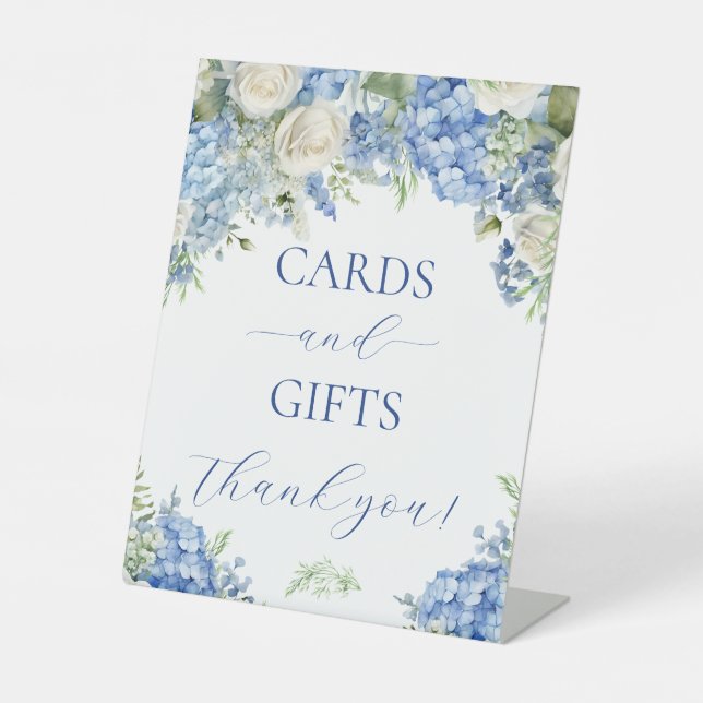 Blue Hydrangea Blume Karten und Geschenke Party Ze Sockelschild (Vorderseite)