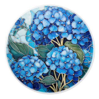 Blue Hydrangea-Blume Keramikknauf