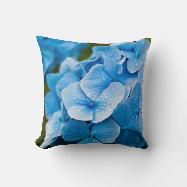 Blue Hydrangea Blume Kissen (Vorderseite)