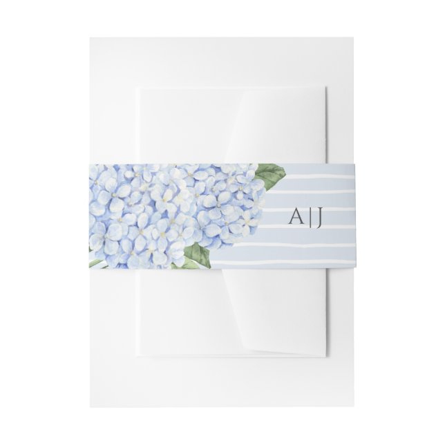 Blue Hydrangea Blume mit Streifen Personalisiert Einladungsbanderole (Vorderseite Beispiel)