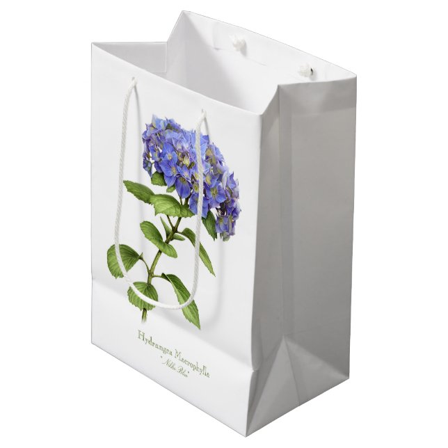 Blue Hydrangea-Blume Mittlere Geschenktüte (Vorderseite Schrägansicht)