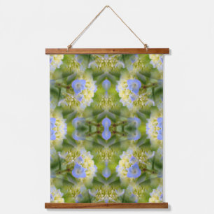 Blue Hydrangea-Blume multipliziert Abstrakt Wandteppich Mit Holzrahmen