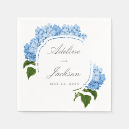 Blue Hydrangea Blume Name und Hochzeitstag Serviette