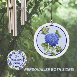 Blue Hydrangea Blume Personalisiert Windspiel