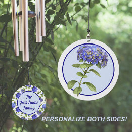 Blue Hydrangea Blume Personalisiert Windspiel