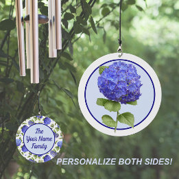 Blue Hydrangea Blume Personalisiert Windspiel