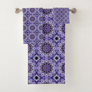 Blue Hydrangea Blume Petals Abstrakt Art Pattern Badhandtuch Set