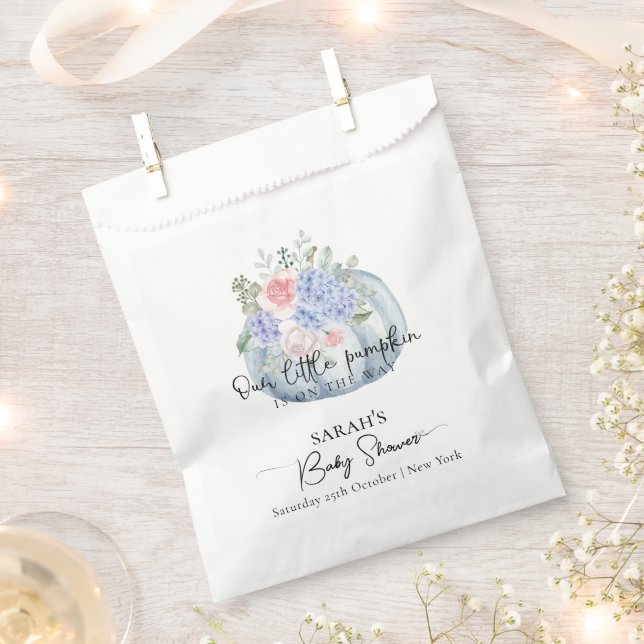 Blue Hydrangea Blume Pumpkin Fall Baby Dusche Geschenktütchen (Ausgeschnitten)