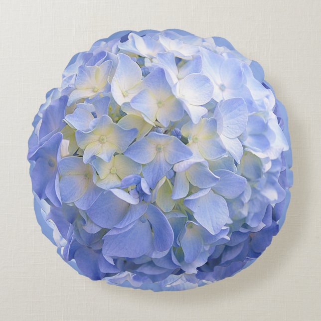 Blue Hydrangea Blume Rundkissen Rundes Kissen (Vorderseite)