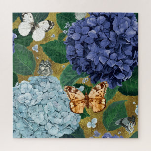 Blue Hydrangea Blume und Schmetterling