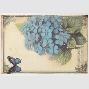 Blue Hydrangea Blume und Schmetterling Ephemeride  Seidenpapier