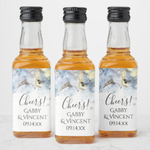 Blue Hydrangea Blume Wasserfarbenhochzeit Alkoholflaschenetikett