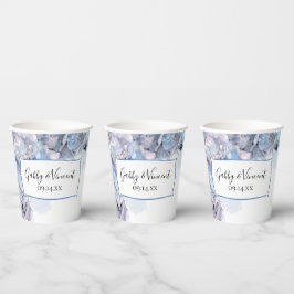 Blue Hydrangea Blume Wasserfarbenhochzeit Pappbecher
