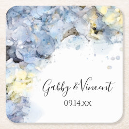Blue Hydrangea Blume Wasserfarbenhochzeit Rechteckiger Pappuntersetzer