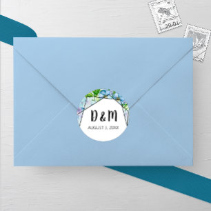 Blue Hydrangea Blume Wedding Round Sticker
