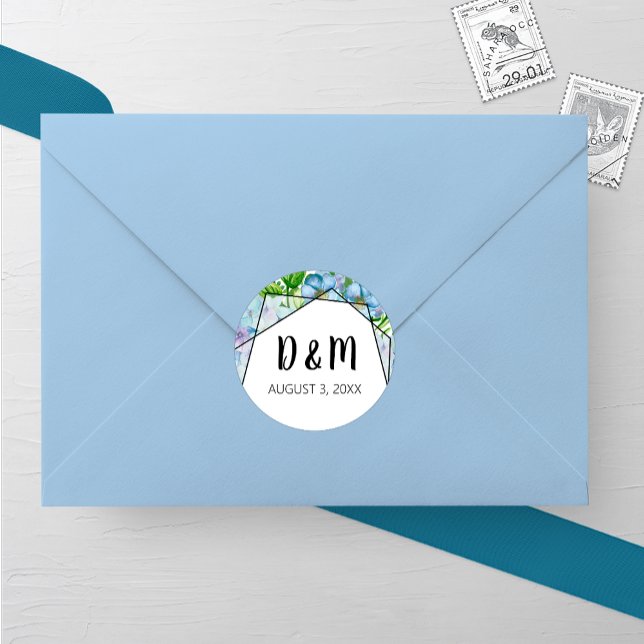 Blue Hydrangea Blume Wedding Round Sticker (Von Creator hochgeladen)