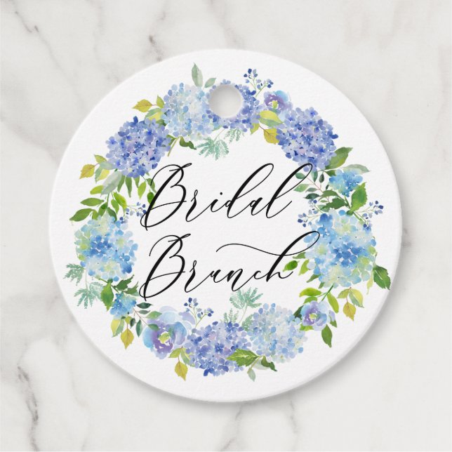 Blue Hydrangea Blume Wreath Bridal Brunch Geschenkanhänger (Vorderseite)