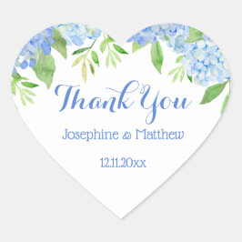Blue Hydrangea Blumengrün Hochzeit Vielen Dank Herz-Aufkleber