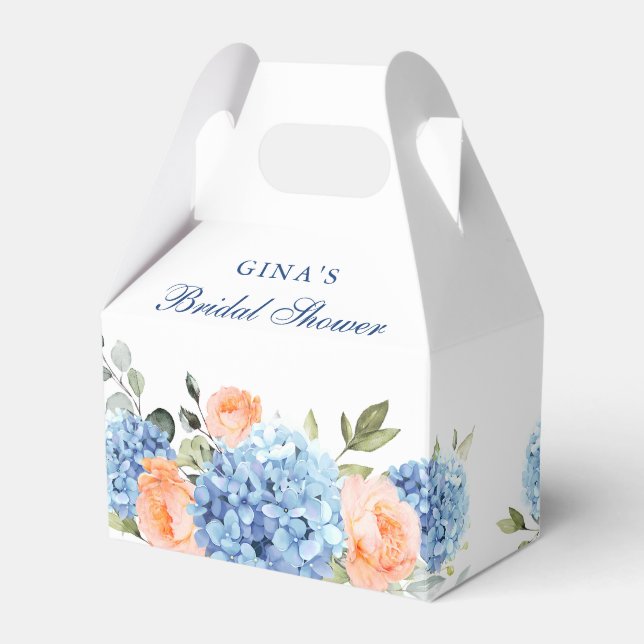 Blue Hydrangea Blush Rose Eukalyptus Brautparty Geschenkschachtel (Vorderseite)