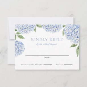 Blue Hydrangea Border Classic Wedding Reply RSVP Karte