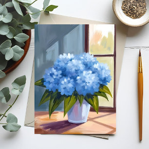 Blue Hydrangea Bouquet Blumenbemalung Postkarte