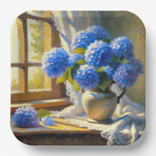 Blue Hydrangea Bouquet Pappteller