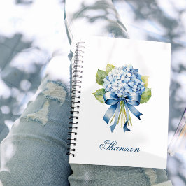 Blue Hydrangea Bouquet Personalisiert Bridesmaid Notizbuch