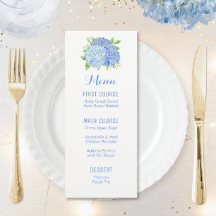 Blue Hydrangea Bouquet Watercolor Menus de fleurs