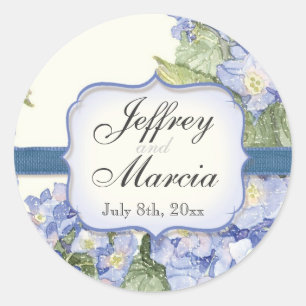 Blue Hydrangea Bracket florale feierliche Hochzeit Runder Aufkleber