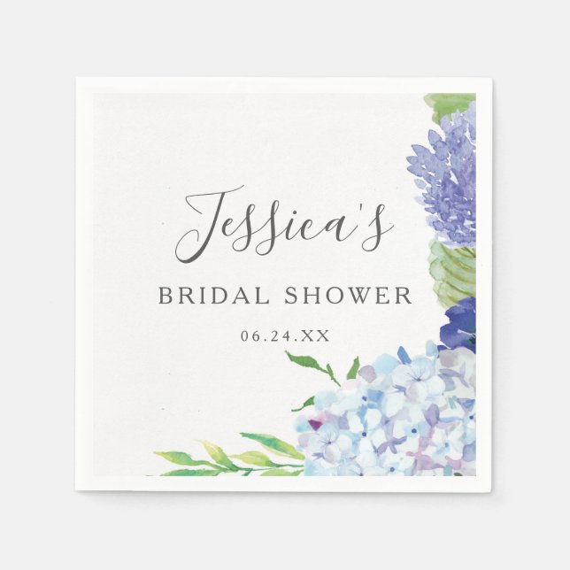 Blue Hydrangea Brautparty Napkins Serviette (Vorderseite)