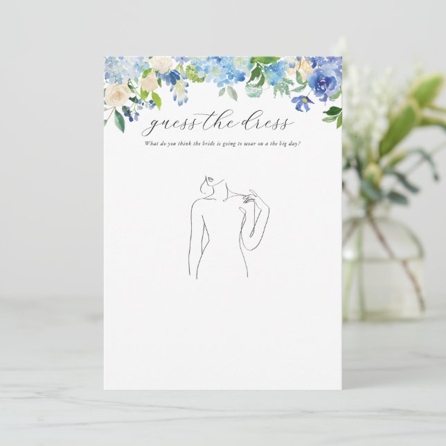 Blue Hydrangea Brautparty schätzt das Dress Game Einladung (Stehend Vorderseite)