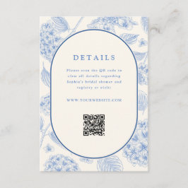 Blue Hydrangea Bridal Shower QR Code  Begleitkarte