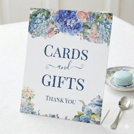 Blue Hydrangea Bridal Shower Tea Cards & Gifts  Sockelschild