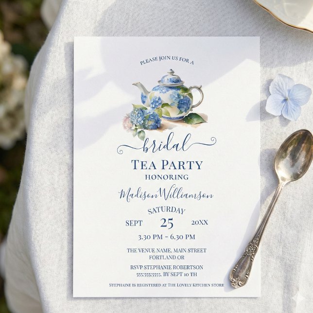 Blue Hydrangea Bridal Tea Party Einladung (Von Creator hochgeladen)