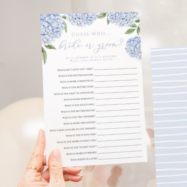 Blue Hydrangea Bridge oder Groom Paper Game Card Flyer (Von Creator hochgeladen)