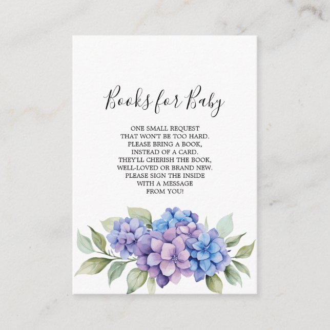 Blue Hydrangea Bücher für die Babykarte Begleitkarte (Vorderseite)