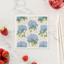Blue Hydrangea Cocktail Napkins | Elegant Coastal  Serviette