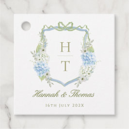 Blue Hydrangea Crest Wedding Monogram Geschenkanhänger
