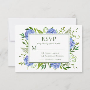 Blue Hydrangea Engagement Party RSVP Karte