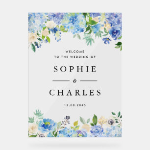 Blue Hydrangea et White Anemone Mariage Welcome