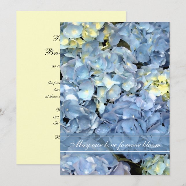 Blue Hydrangea Faire-part de mariage (Devant / Derrière)
