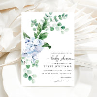 Blue Hydrangea Floral Baby Dusche Einladung
