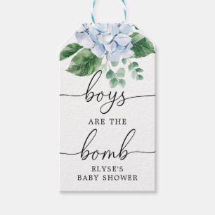 Blue Hydrangea Floral Boys sind die Bomb Fevor Tag Geschenkanhänger