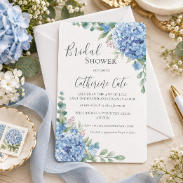 Blue Hydrangea Floral Brautparty Einladung