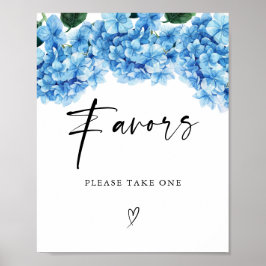 Blue Hydrangea Floral Brautparty Favoriten Poster