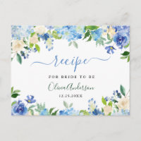 Blue Hydrangea Floral Brautparty Rezept Card