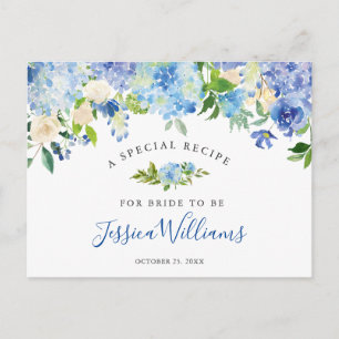Blue Hydrangea Floral Brautparty Rezept Card Postkarte