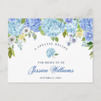 Blue Hydrangea Floral Brautparty Rezept Card